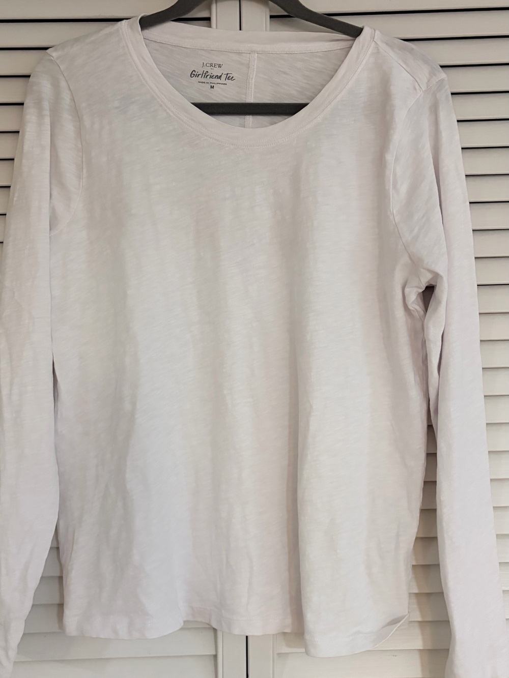J.Crew Girlfriend Tee White Long Sleeve Slub Cotton Top - Size Medium